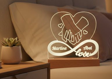 ❤️ Personalisierte LED-Acrylleuchte „Hand in Hand“