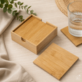 🌿 5-teiliges Set Bambus-Untersetzer Personalisierbar