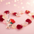 3D Printed Keychain - Bear with Rose