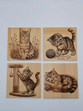 🐱 5-teiliges Bambus-Untersetzer-Set Katzen